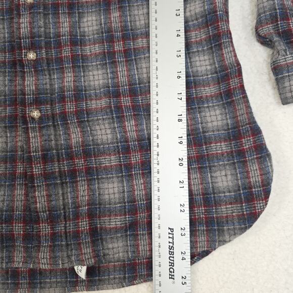Vintage Pendleton Board Tartan Wool Flannel Plaid Work Shirt XL Gray Blue Red - Picture 8 of 10